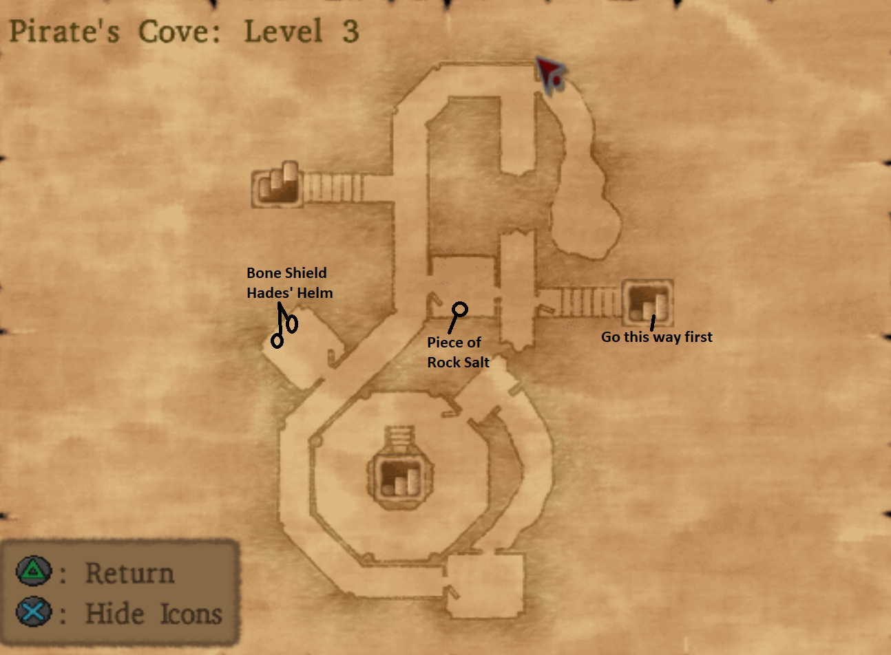 Map of Pirates Cove Level 3